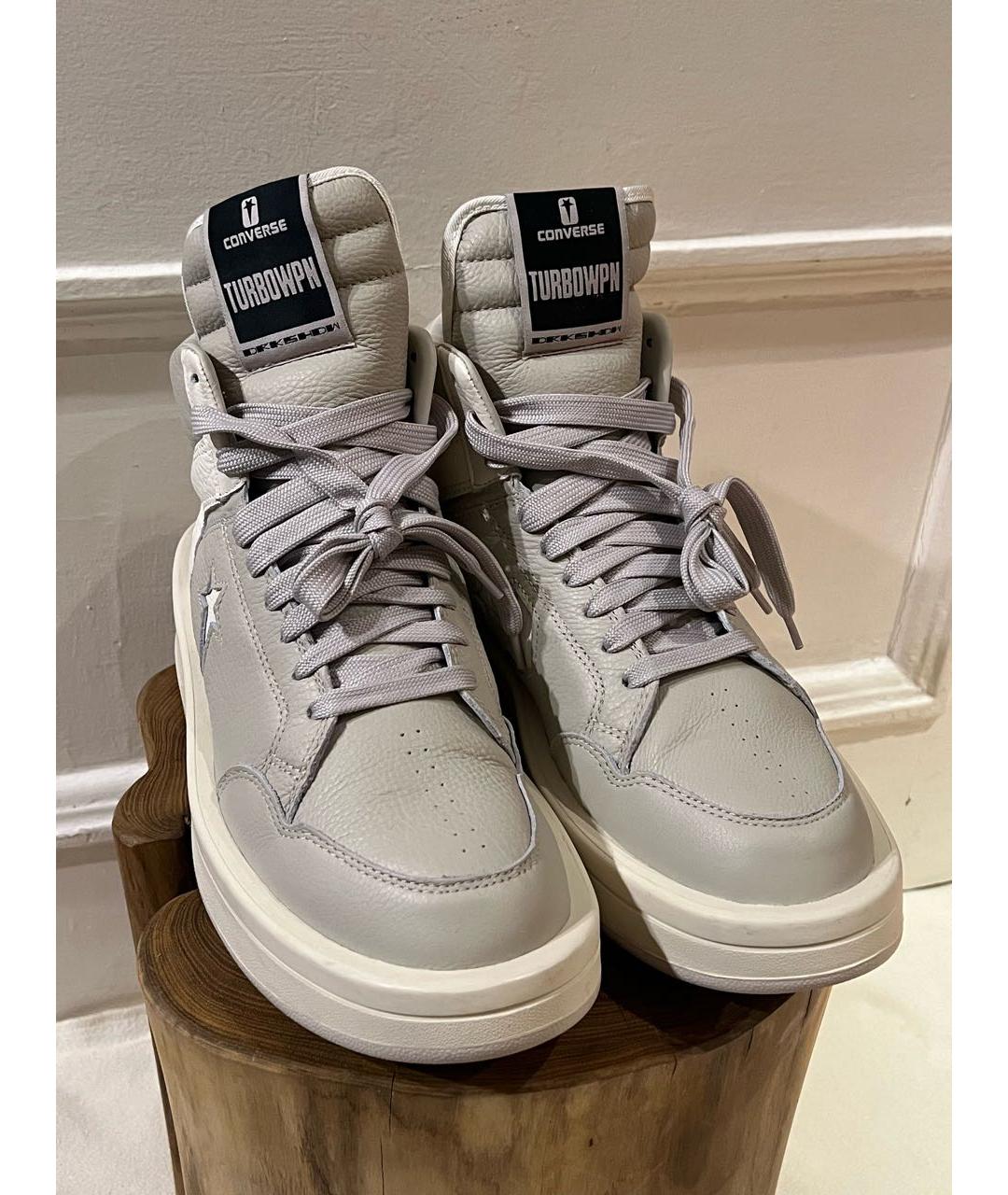 RICK OWENS Серые кожаные высокие ботинки, фото 3