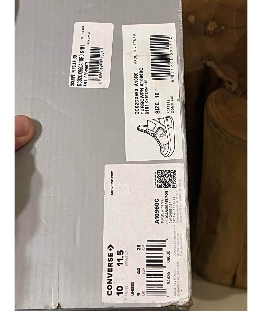 RICK OWENS Серые кожаные высокие ботинки, фото 6