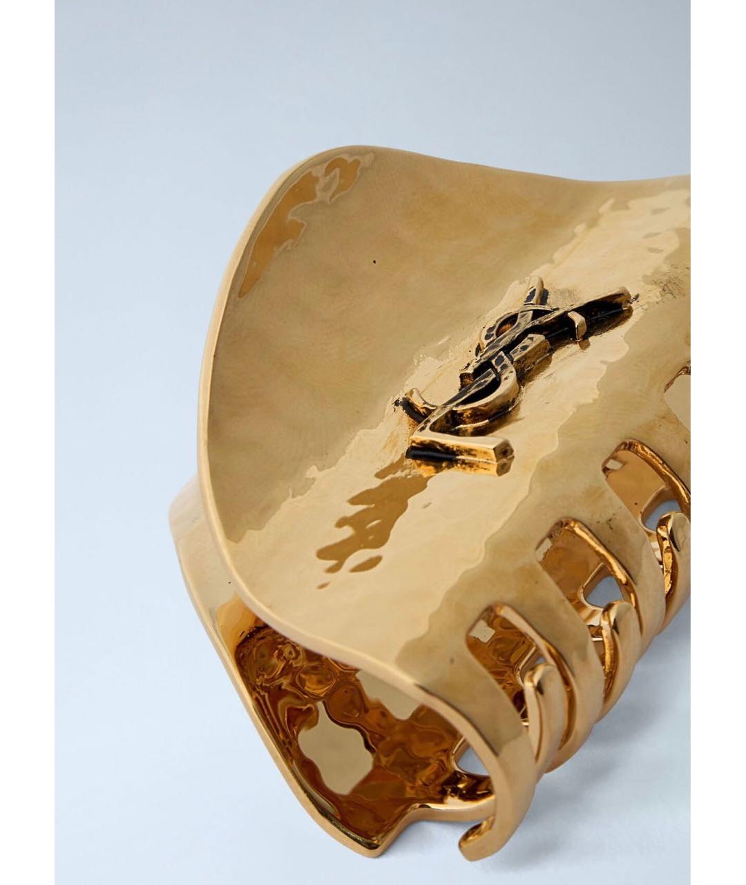 SAINT LAURENT Золотая заколка, фото 2