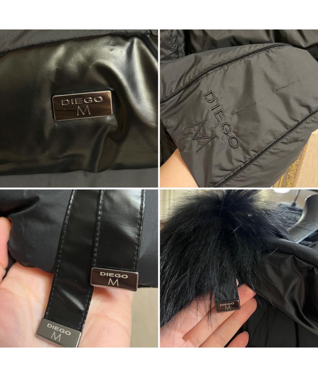 DIEGO M Черный полиэстеровый пуховик, фото 3