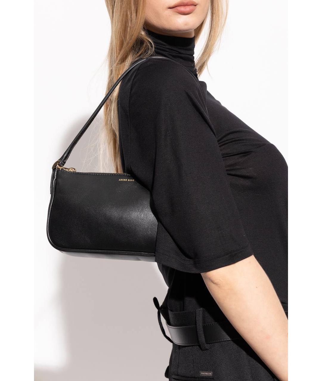 ANINE BING Черная кожаная сумка через плечо, фото 3