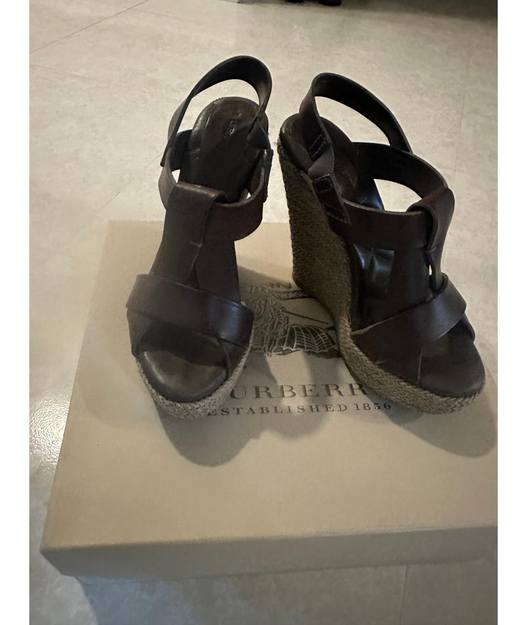 BURBERRY Коричневые кожаные эспадрильи, фото 2