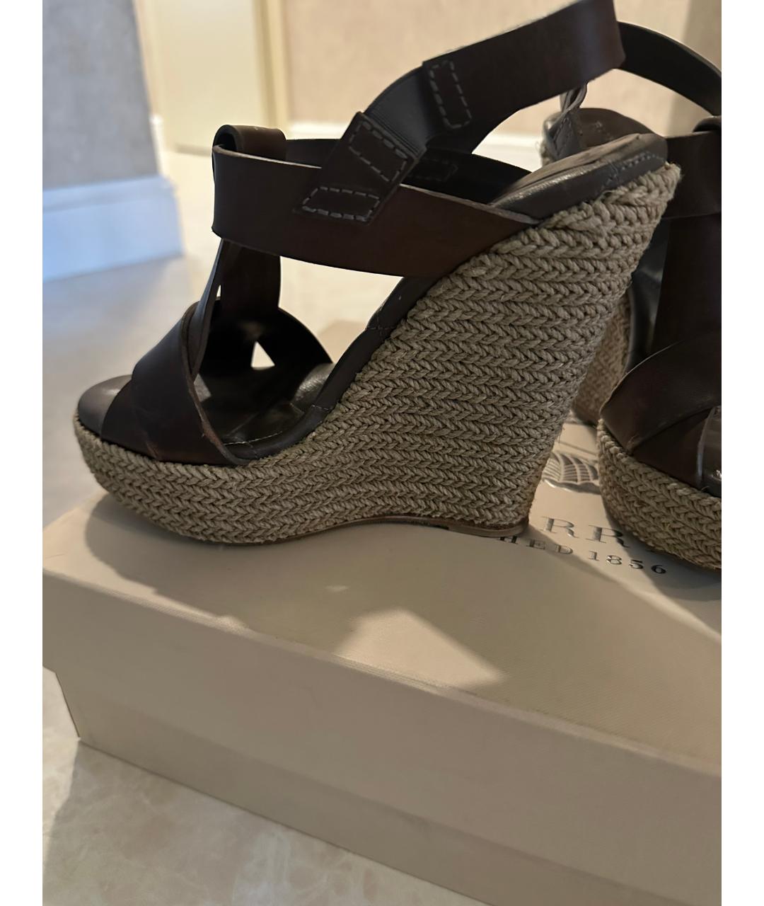 BURBERRY Коричневые кожаные эспадрильи, фото 6