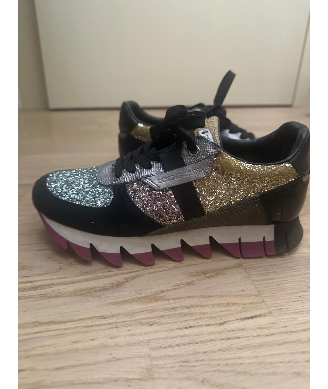 DOLCE&GABBANA Черные кожаные кроссовки, фото 9