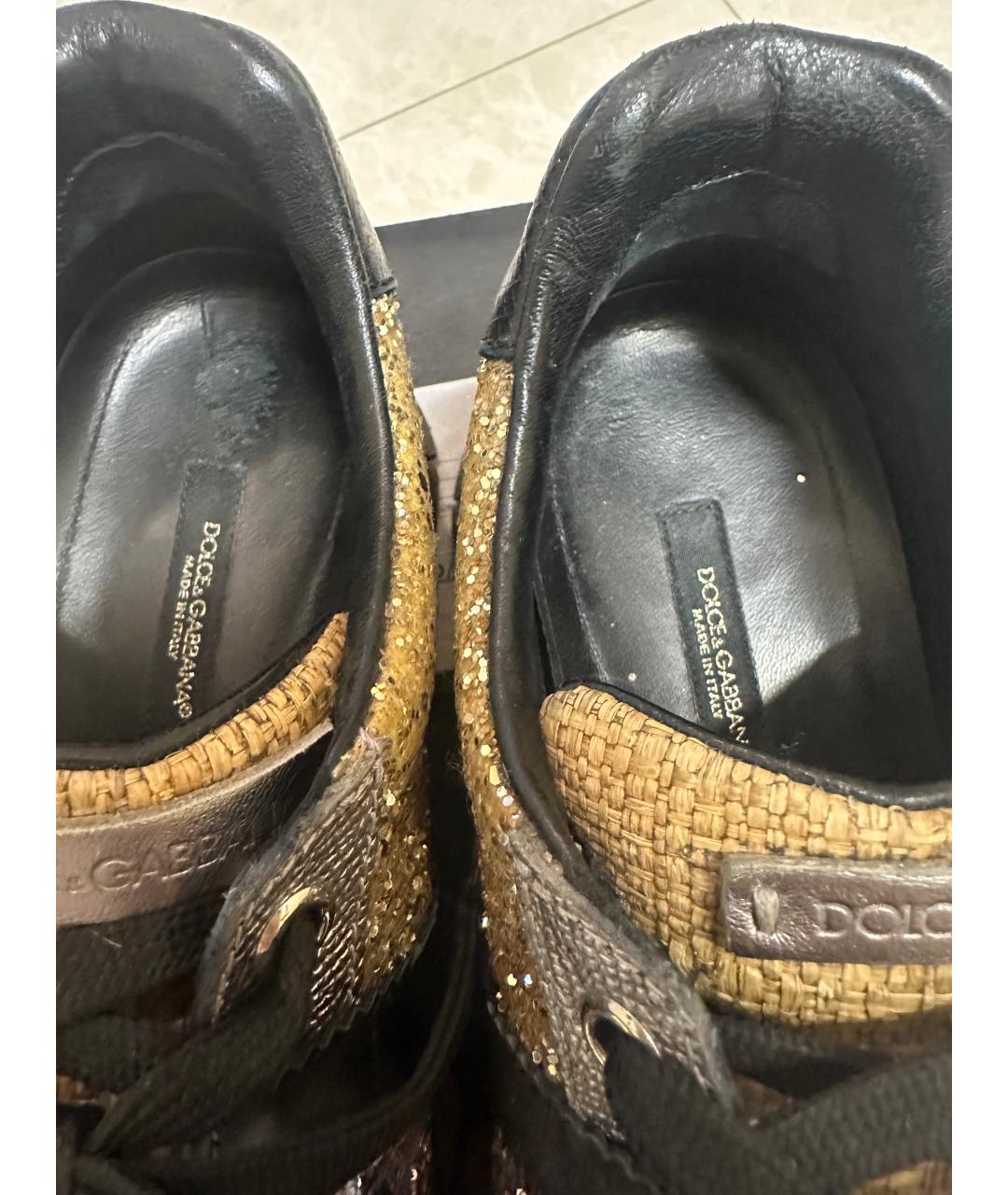 DOLCE&GABBANA Черные кожаные кроссовки, фото 6