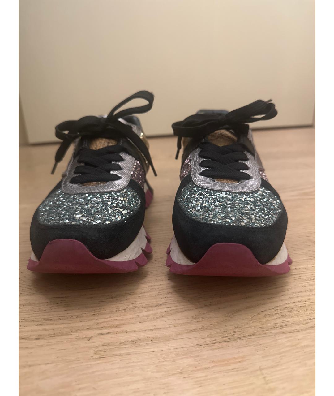 DOLCE&GABBANA Черные кожаные кроссовки, фото 3