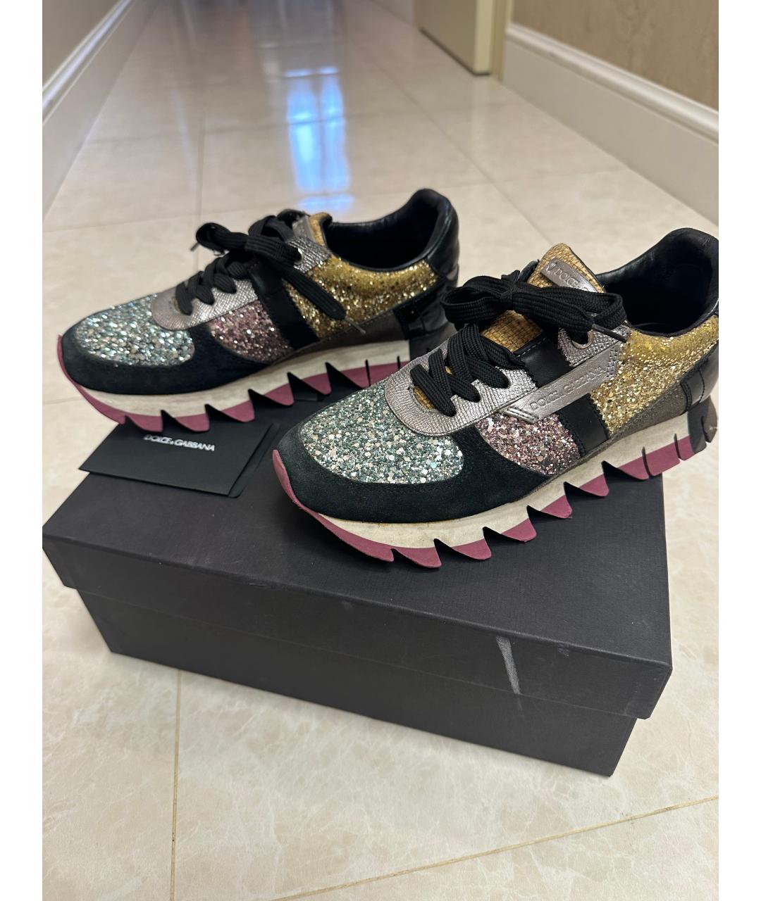 DOLCE&GABBANA Черные кожаные кроссовки, фото 5