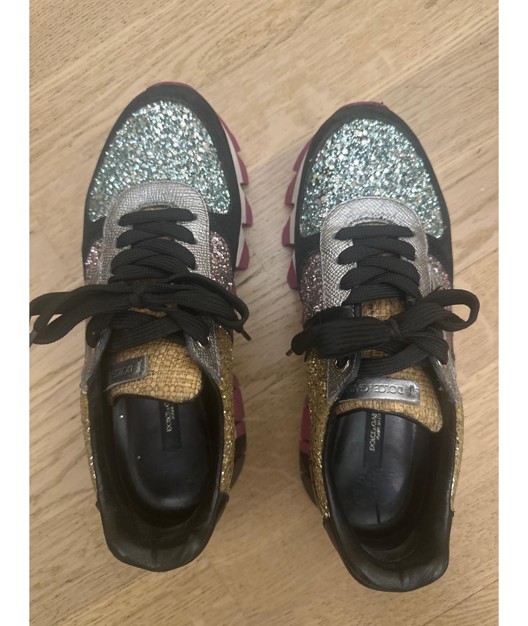 DOLCE&GABBANA Черные кожаные кроссовки, фото 4