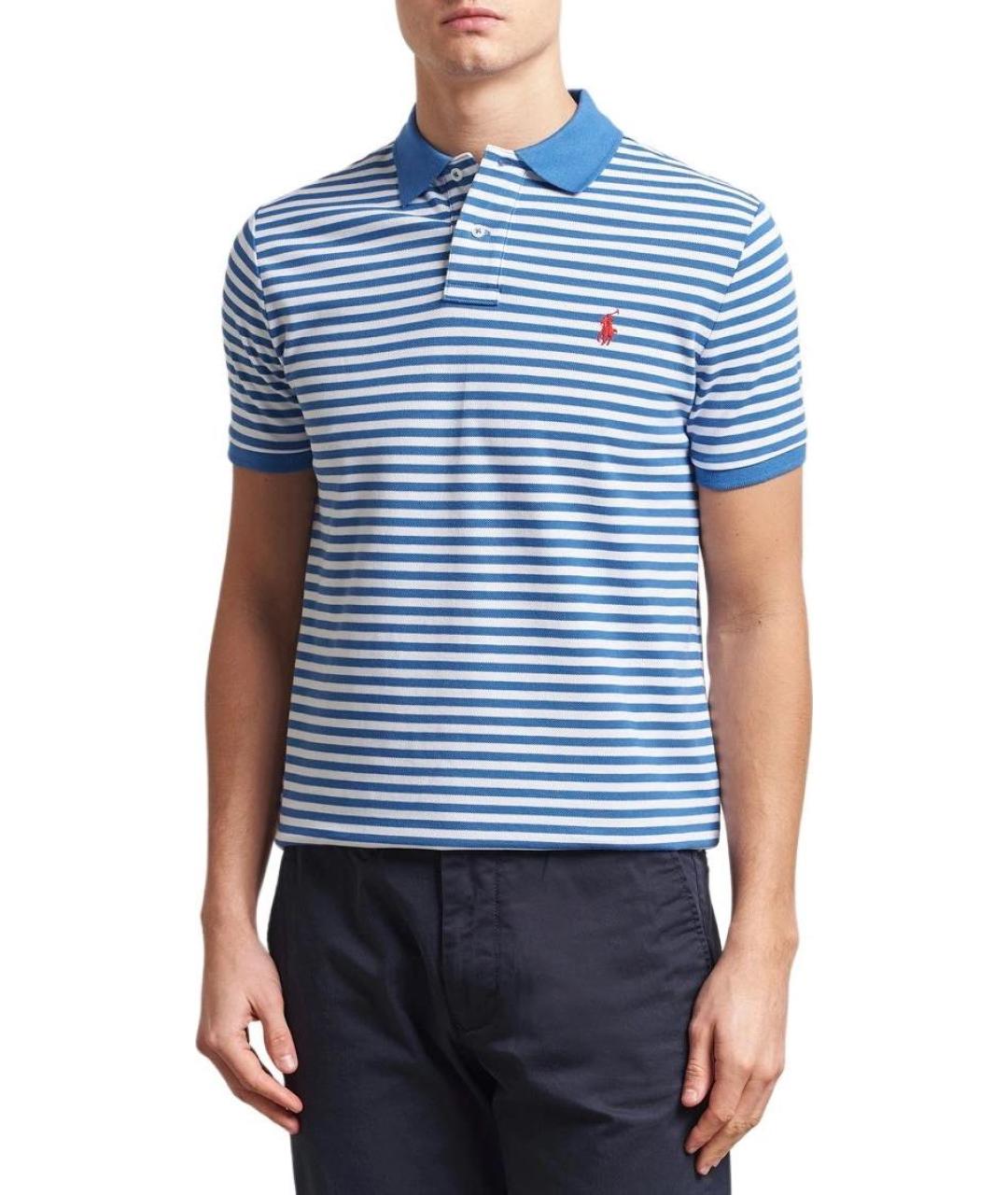 POLO RALPH LAUREN Синее хлопковое поло с коротким рукавом, фото 3