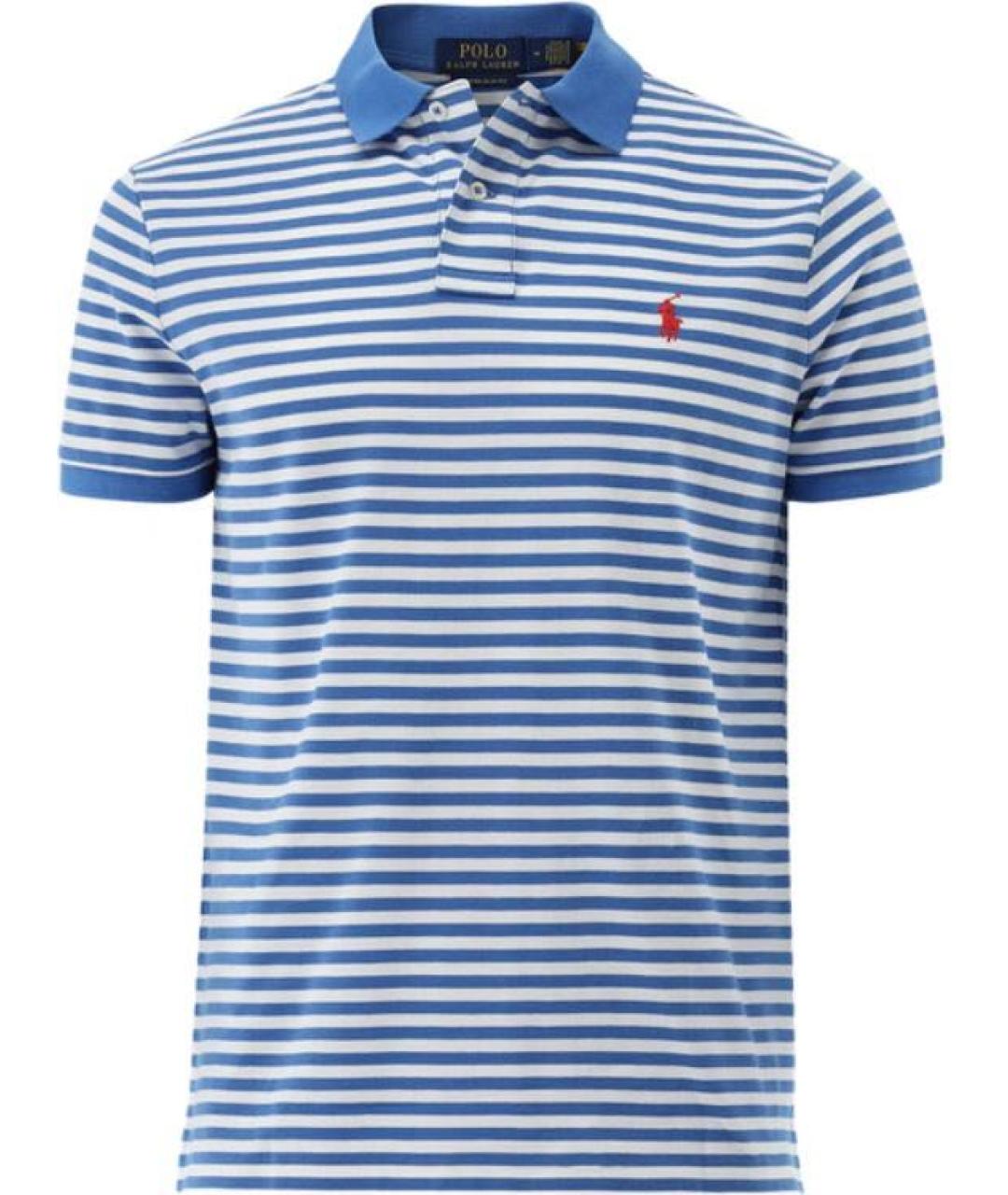 POLO RALPH LAUREN Синее хлопковое поло с коротким рукавом, фото 5