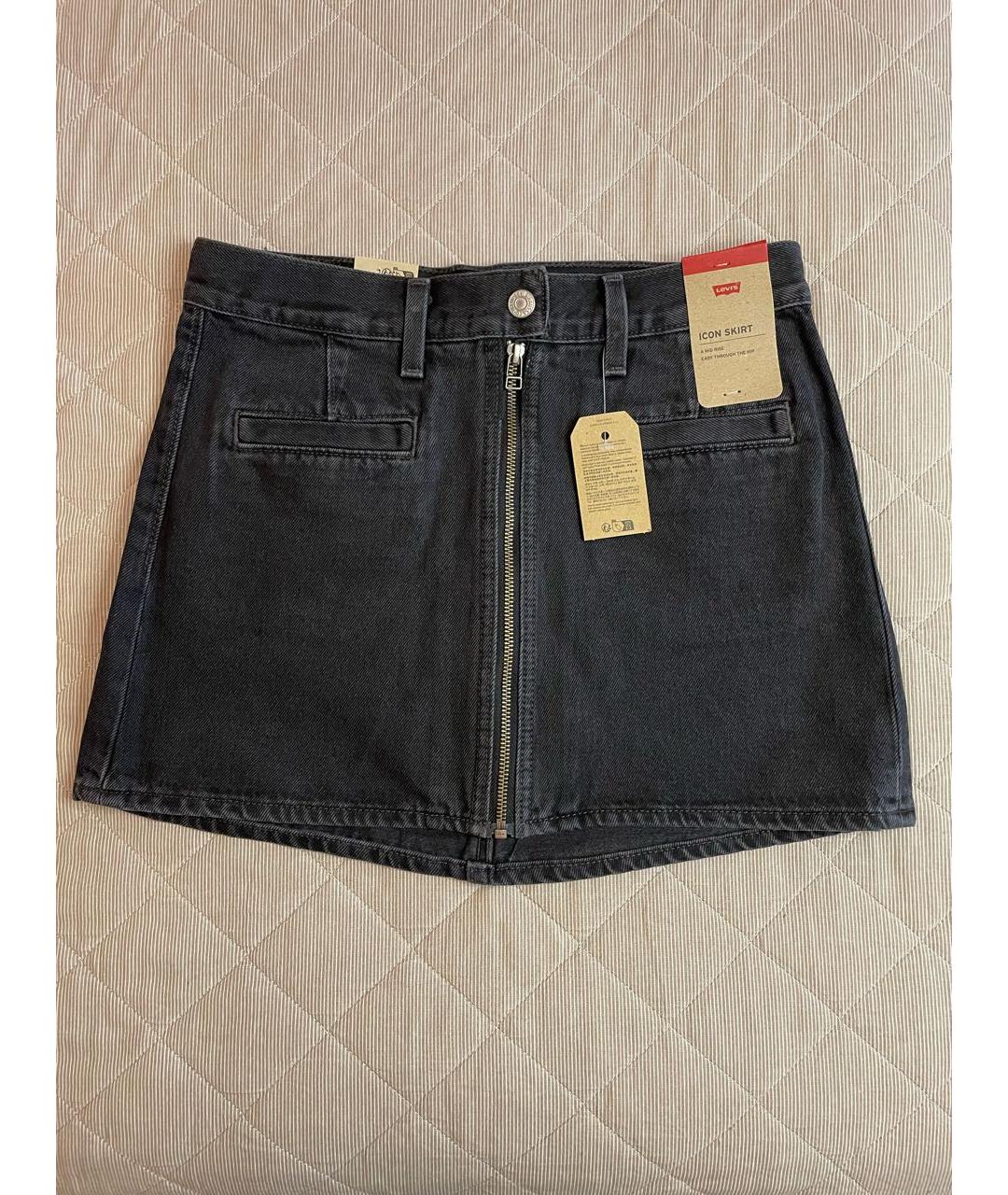 LEVI'S Антрацитовая деним юбка мини, фото 8