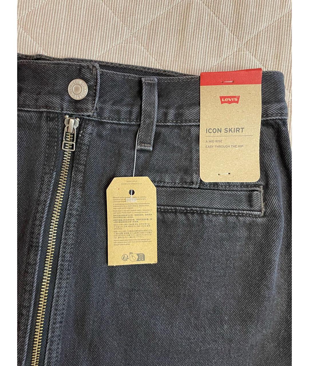 LEVI'S Антрацитовая деним юбка мини, фото 3