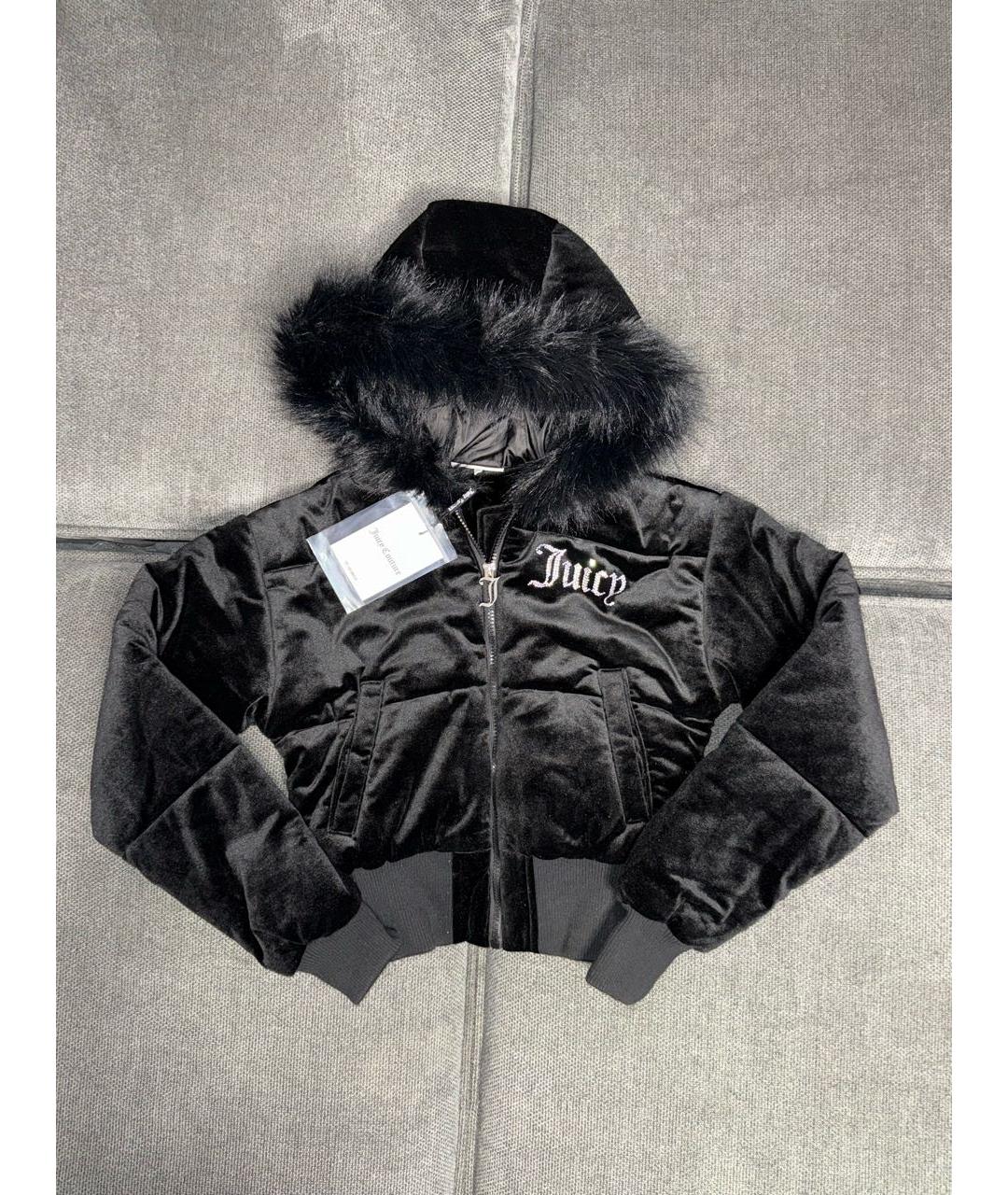 JUICY COUTURE Черный велюровый пуховик, фото 6