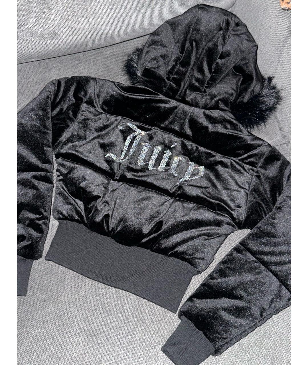 JUICY COUTURE Черный велюровый пуховик, фото 2