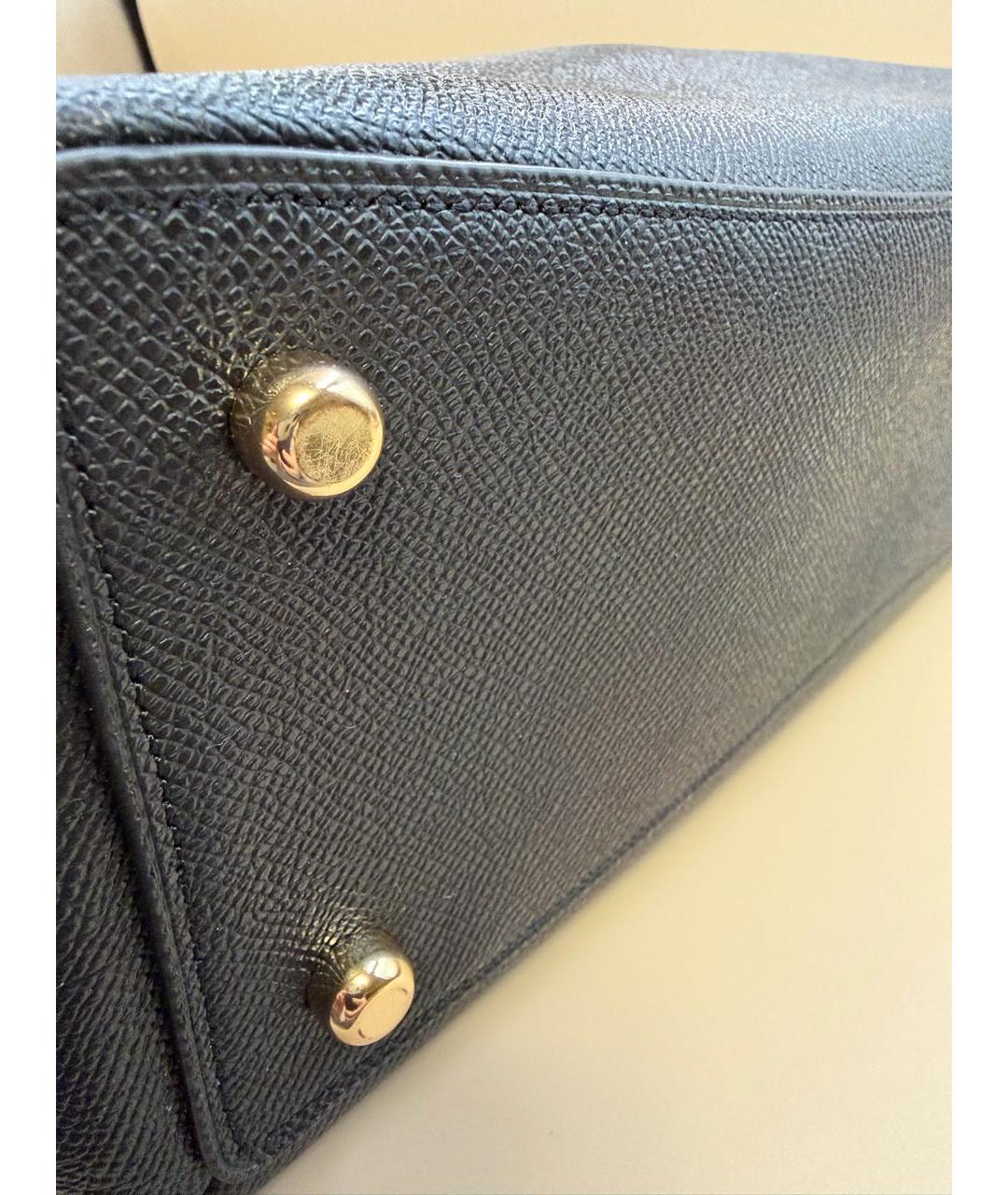 COACH Черная кожаная сумка с короткими ручками, фото 5