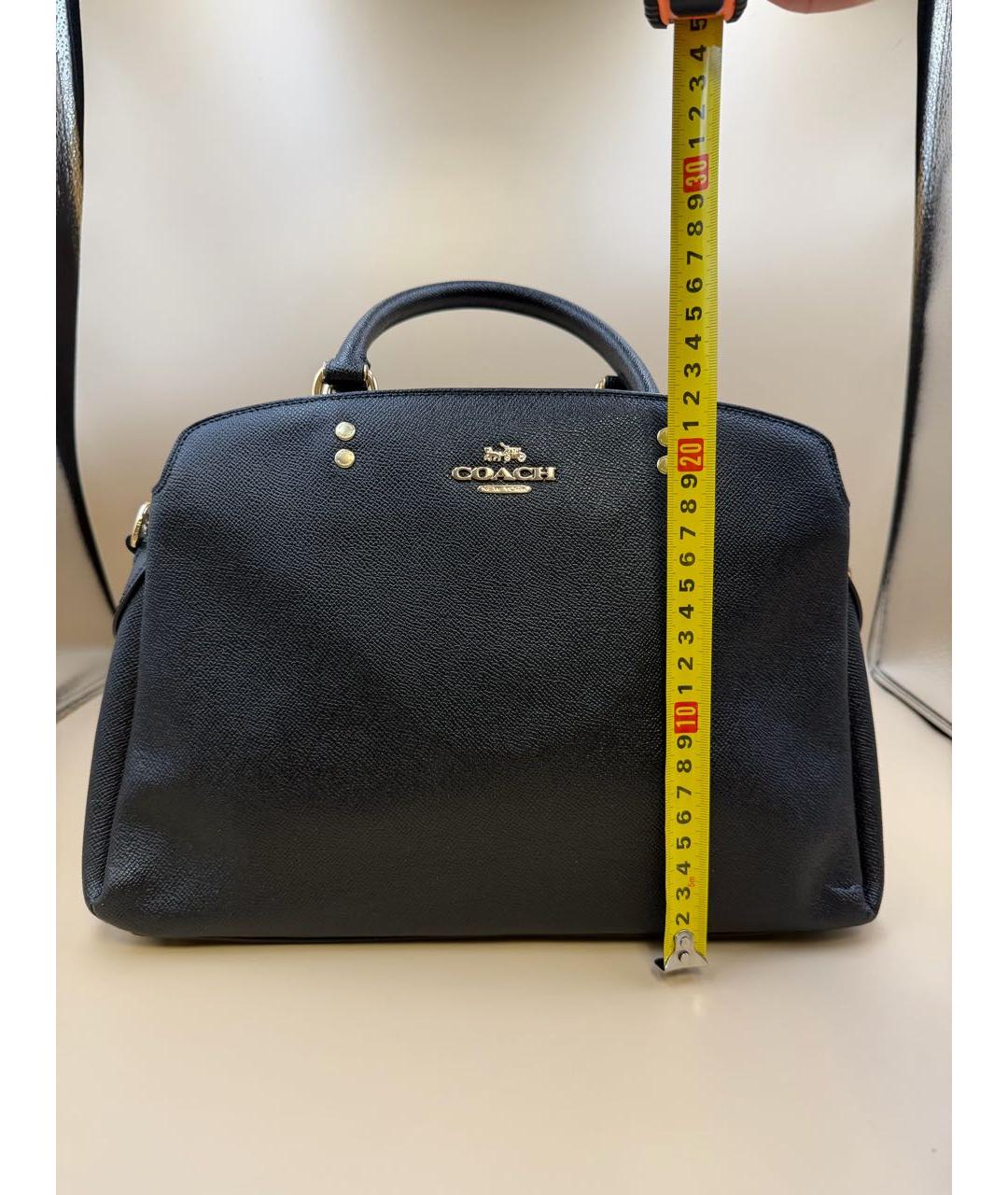 COACH Черная кожаная сумка с короткими ручками, фото 3