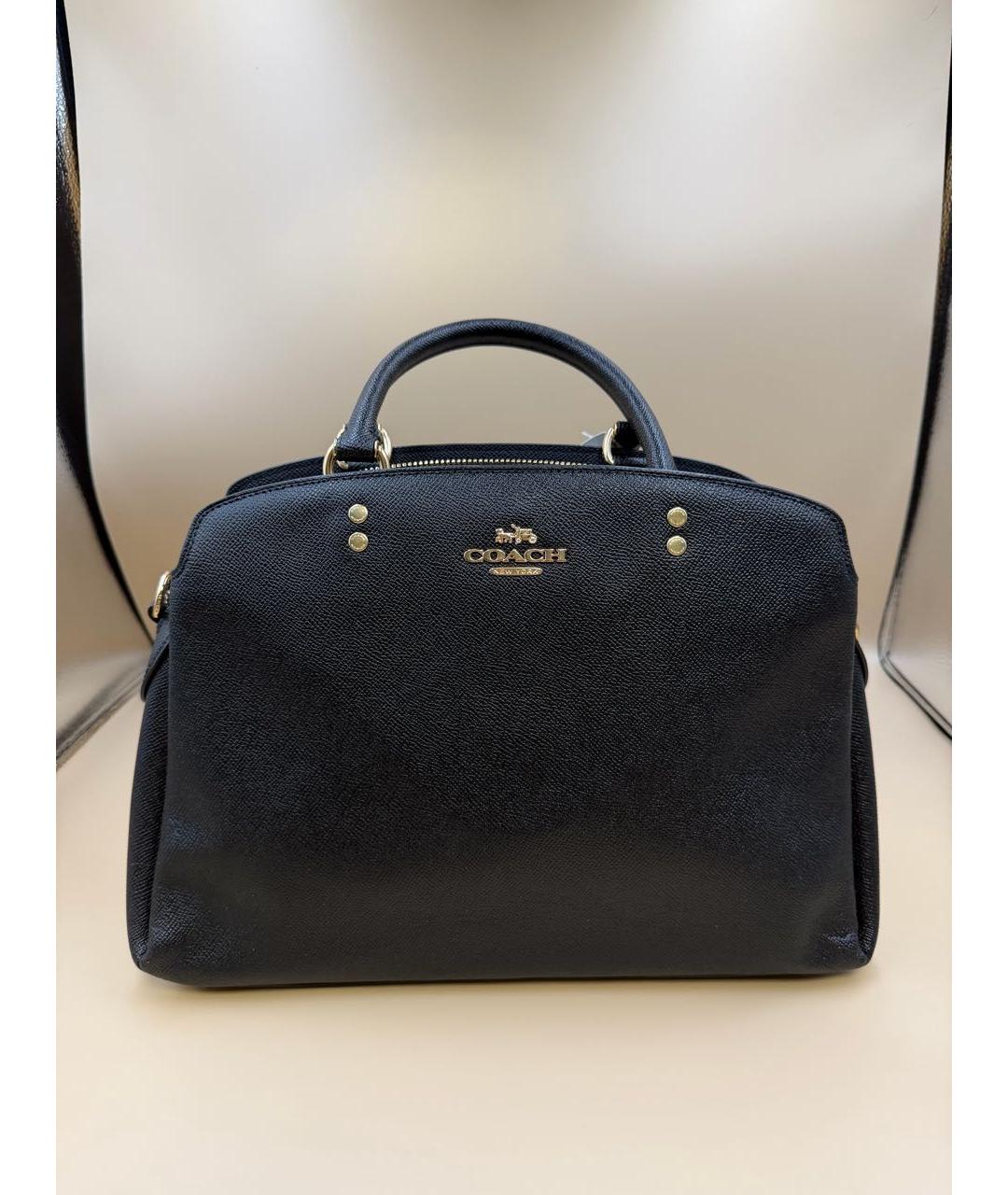 COACH Черная кожаная сумка с короткими ручками, фото 8