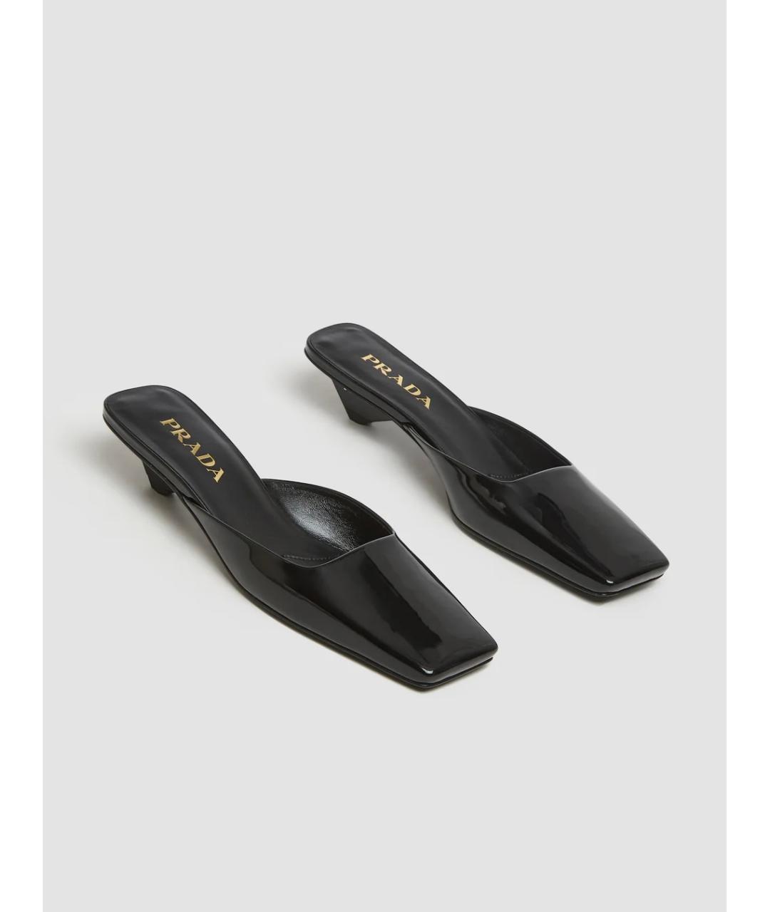 PRADA Черные мюли из лакированной кожи, фото 2