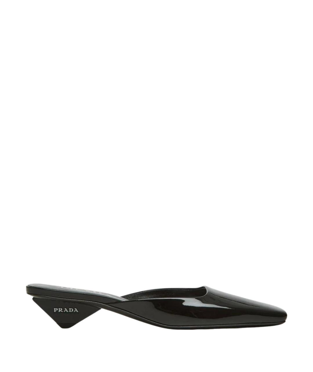 PRADA Черные мюли из лакированной кожи, фото 1