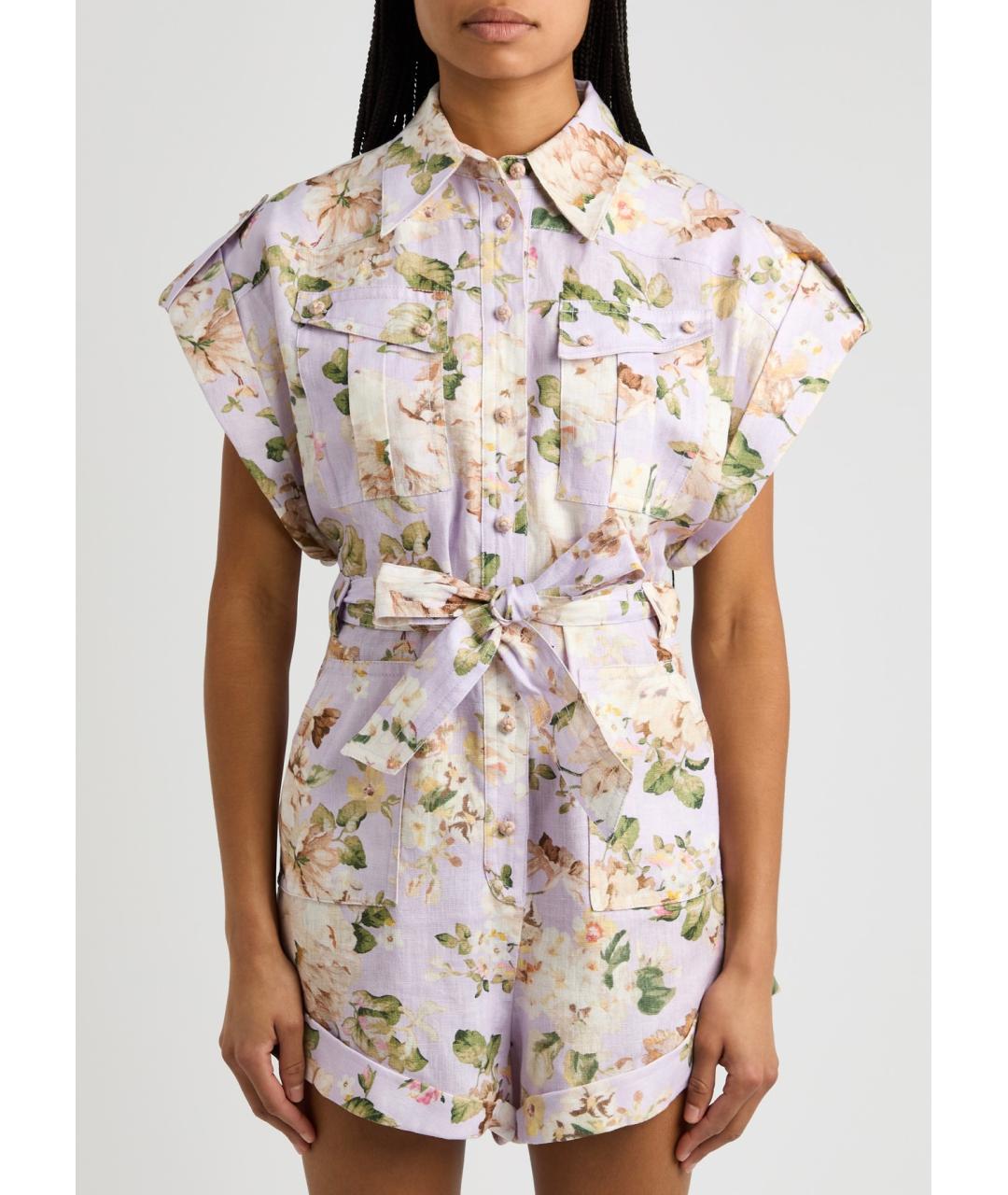 ZIMMERMANN Фиолетовый льняной комбинезон, фото 7