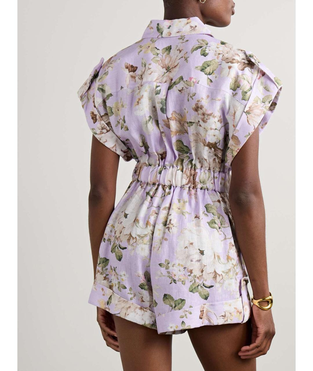 ZIMMERMANN Фиолетовый льняной комбинезон, фото 3