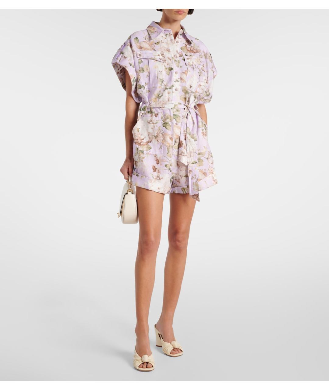 ZIMMERMANN Фиолетовый льняной комбинезон, фото 4