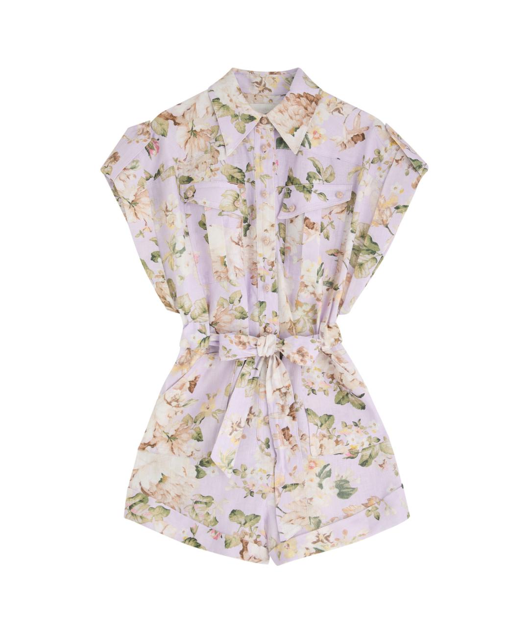 ZIMMERMANN Фиолетовый льняной комбинезон, фото 9