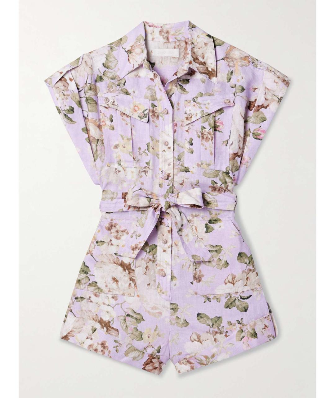 ZIMMERMANN Фиолетовый льняной комбинезон, фото 10