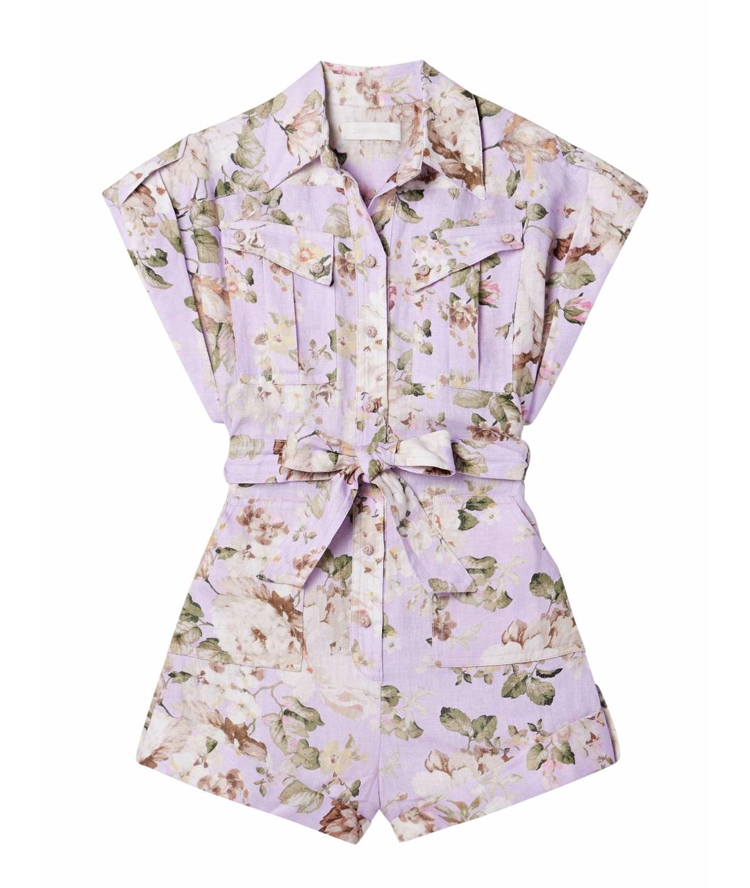 ZIMMERMANN Фиолетовый льняной комбинезон, фото 1