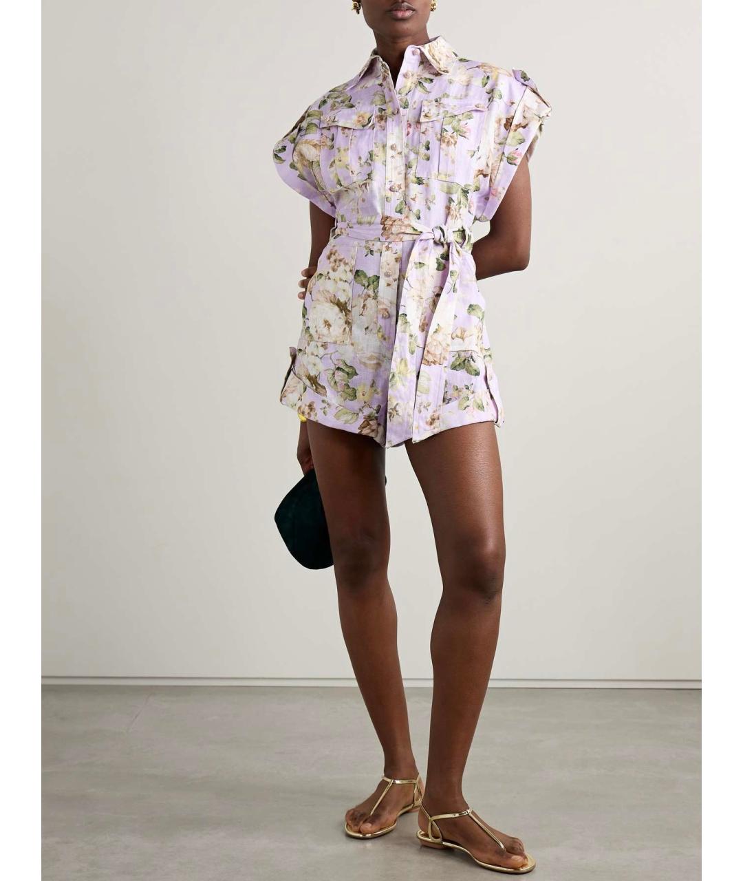 ZIMMERMANN Фиолетовый льняной комбинезон, фото 2