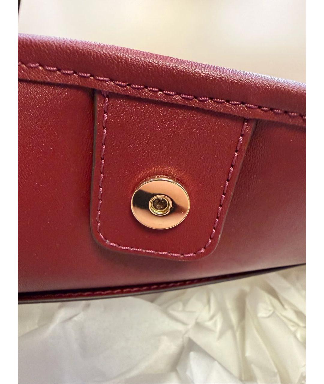 TORY BURCH Бордовая кожаная сумка с короткими ручками, фото 7