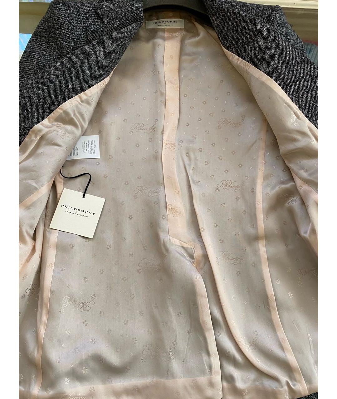 PHILOSOPHY DI LORENZO SERAFINI Антрацитовый шерстяной жакет/пиджак, фото 6