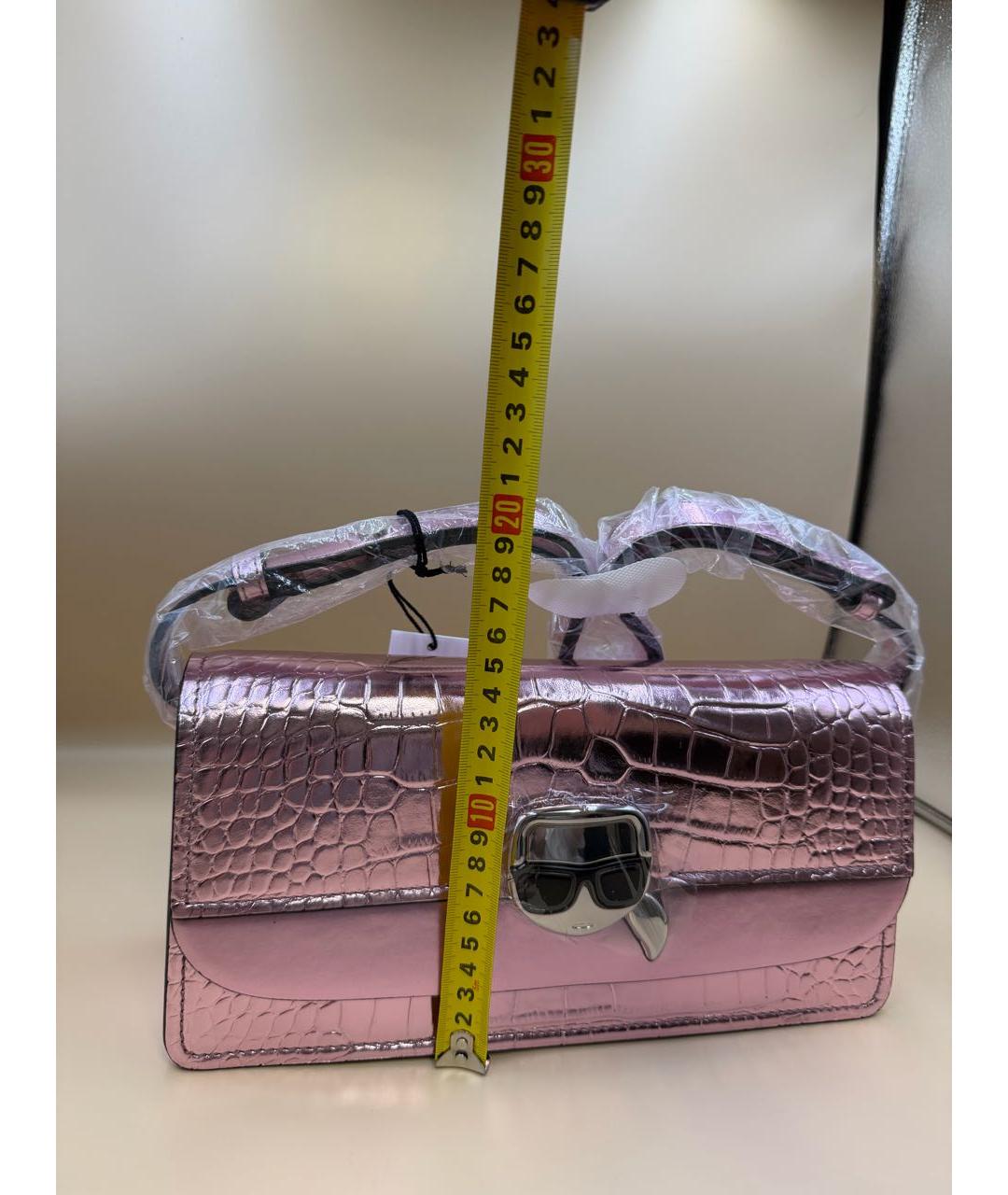 KARL LAGERFELD Розовая кожаная сумка через плечо, фото 3