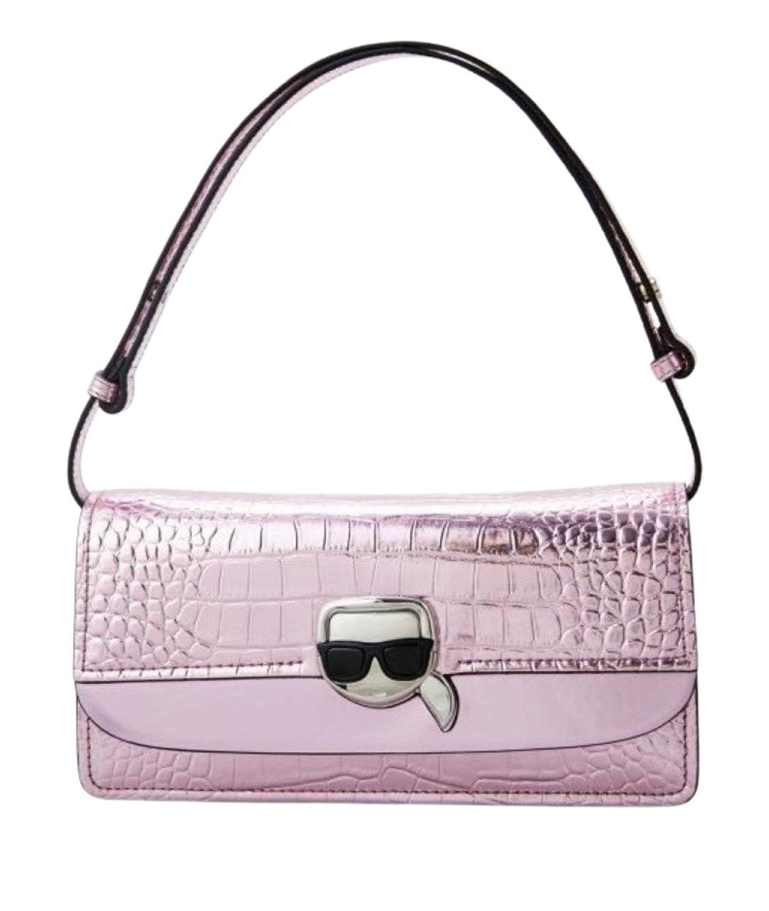 KARL LAGERFELD Розовая кожаная сумка через плечо, фото 1