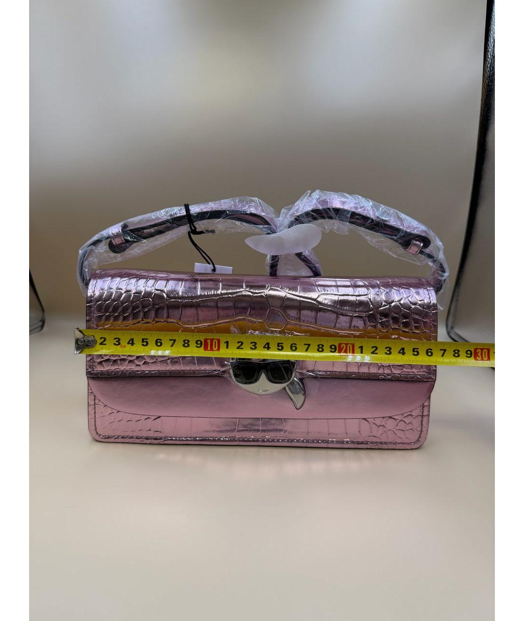 KARL LAGERFELD Розовая кожаная сумка через плечо, фото 2