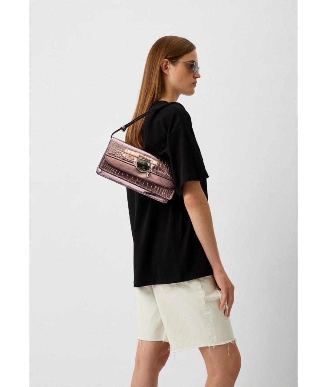 KARL LAGERFELD Розовая кожаная сумка через плечо, фото 7