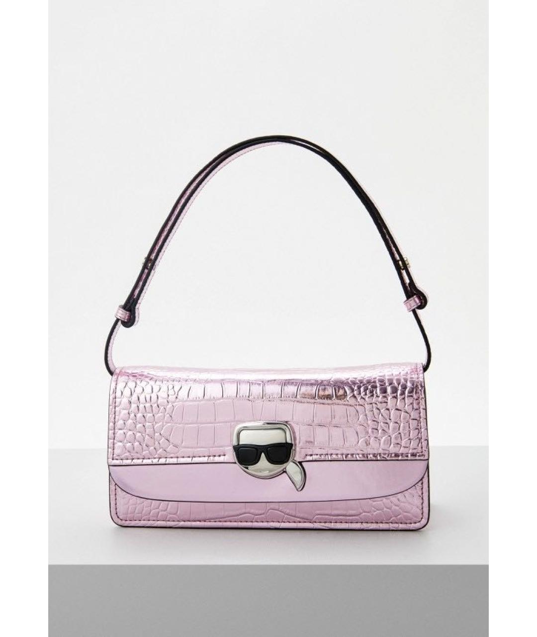 KARL LAGERFELD Розовая кожаная сумка через плечо, фото 8