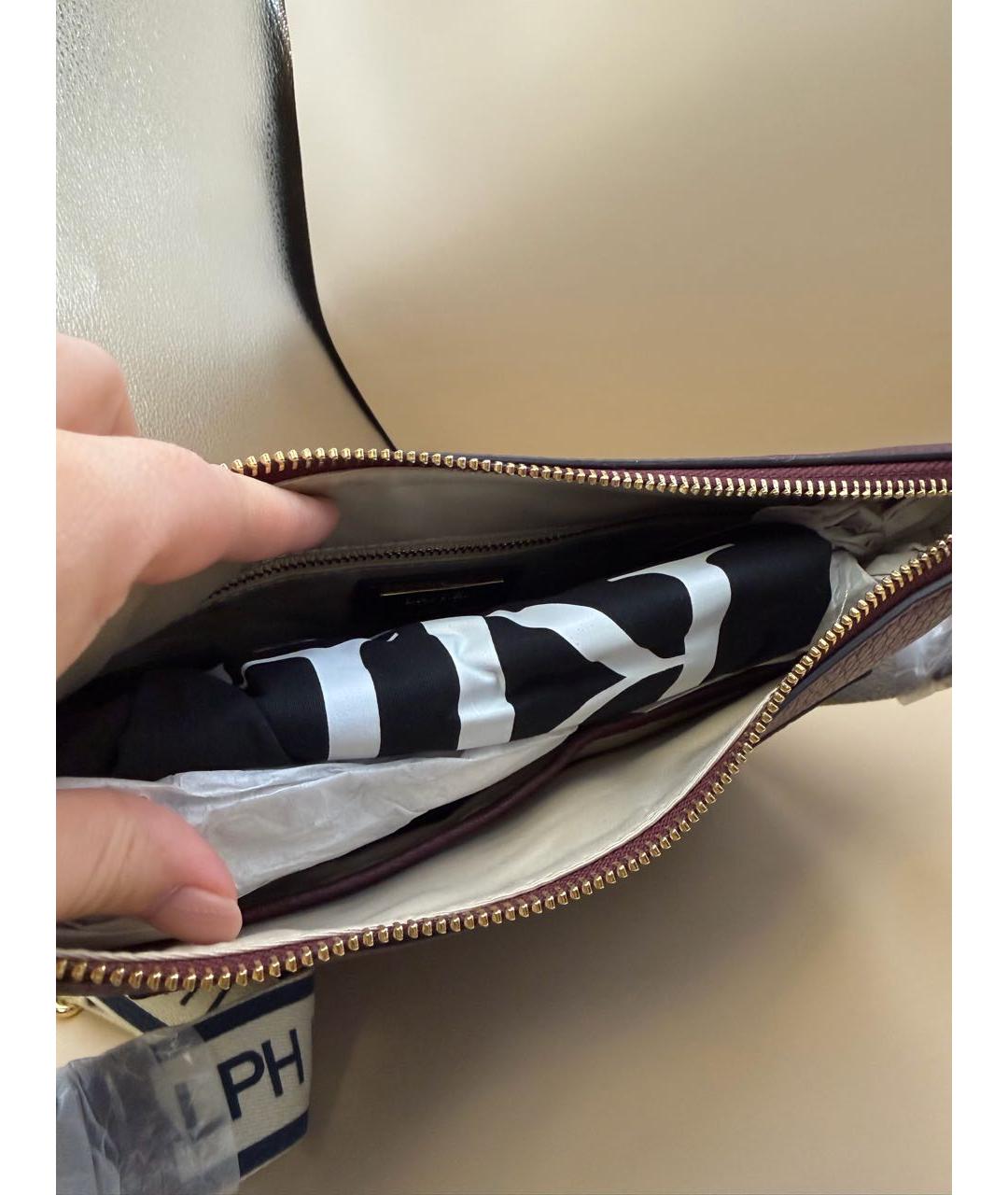 RALPH LAUREN Бордовая кожаная сумка через плечо, фото 7