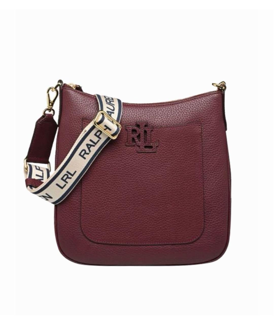 RALPH LAUREN Бордовая кожаная сумка через плечо, фото 8