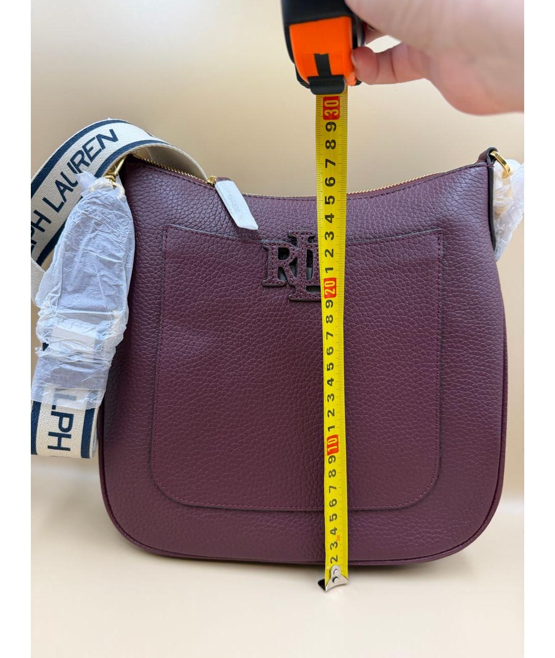 RALPH LAUREN Бордовая кожаная сумка через плечо, фото 3