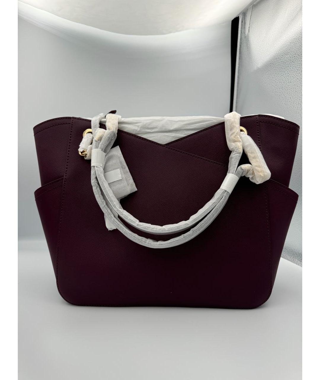 MICHAEL KORS Бордовая кожаная сумка через плечо, фото 6