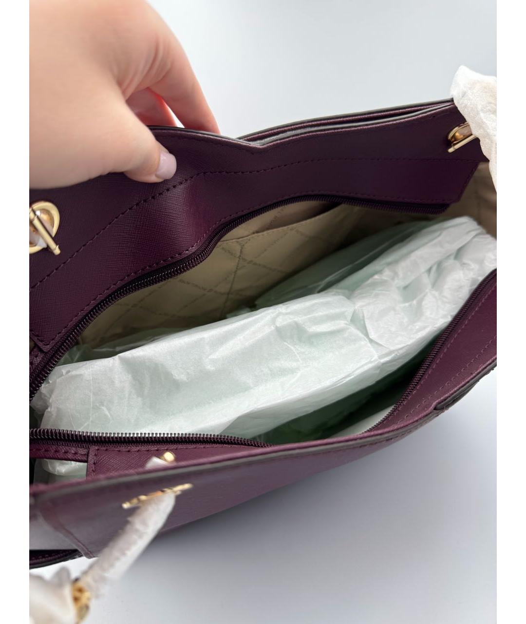 MICHAEL KORS Бордовая кожаная сумка через плечо, фото 7