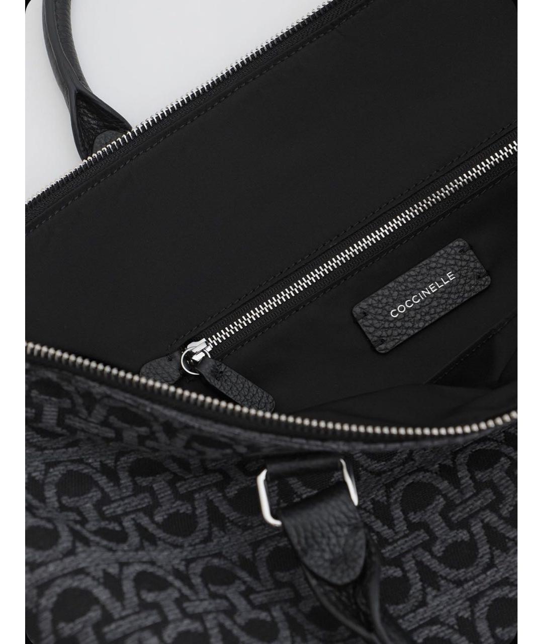 COCCINELLE Черная тканевая сумка с короткими ручками, фото 3