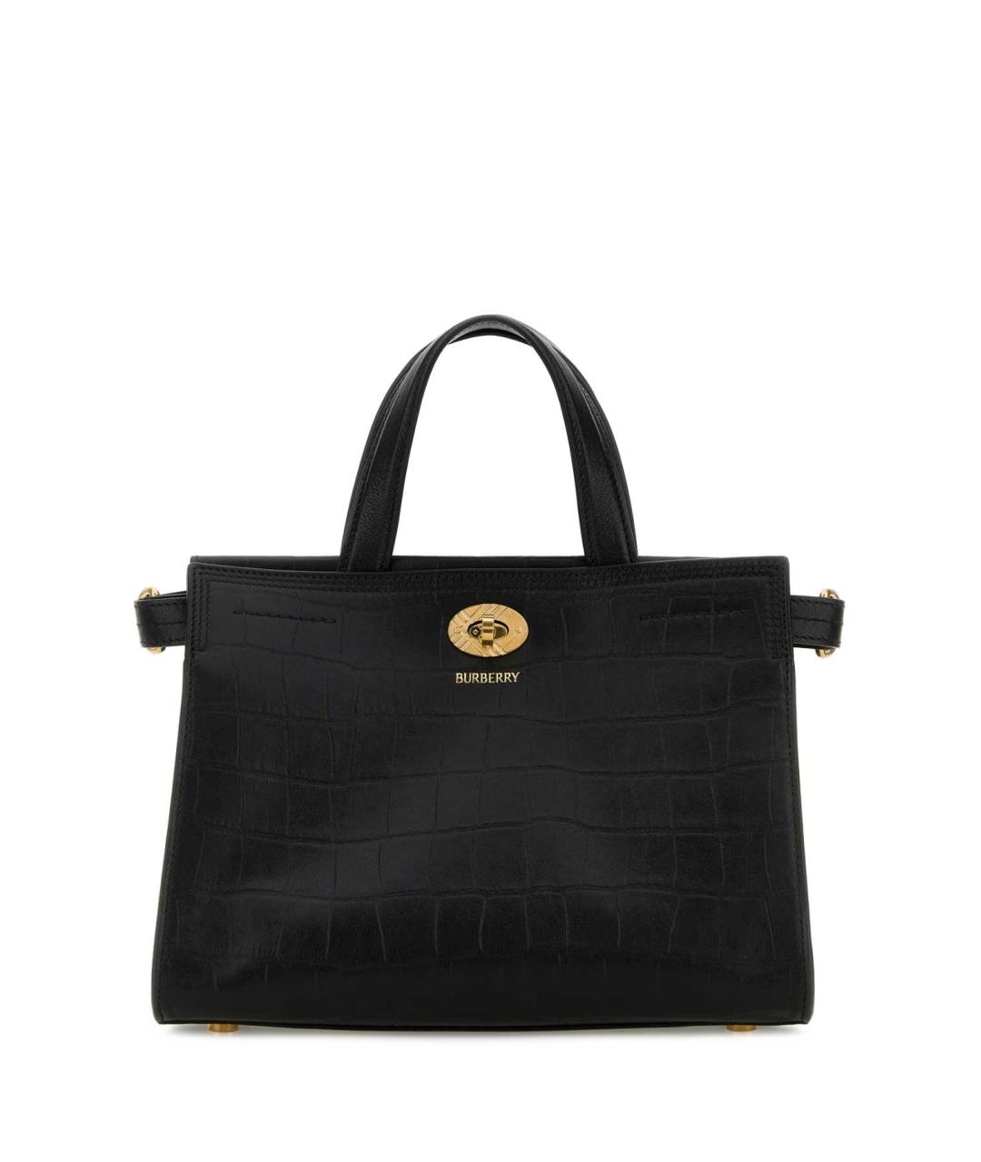 BURBERRY Черная кожаная сумка тоут, фото 1