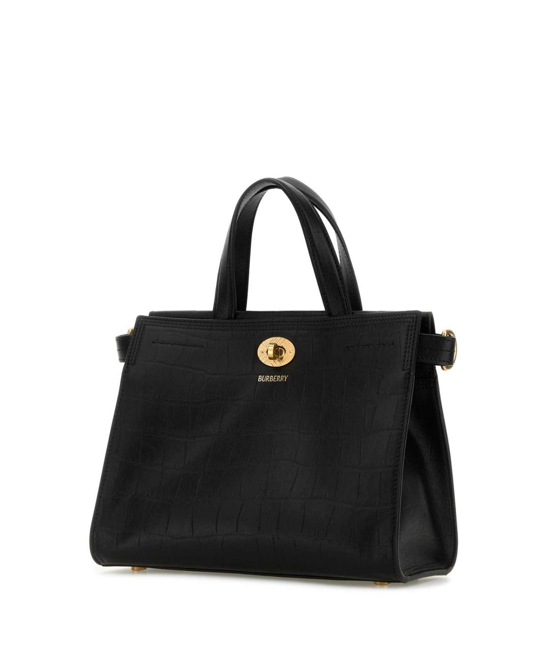 BURBERRY Черная кожаная сумка тоут, фото 2