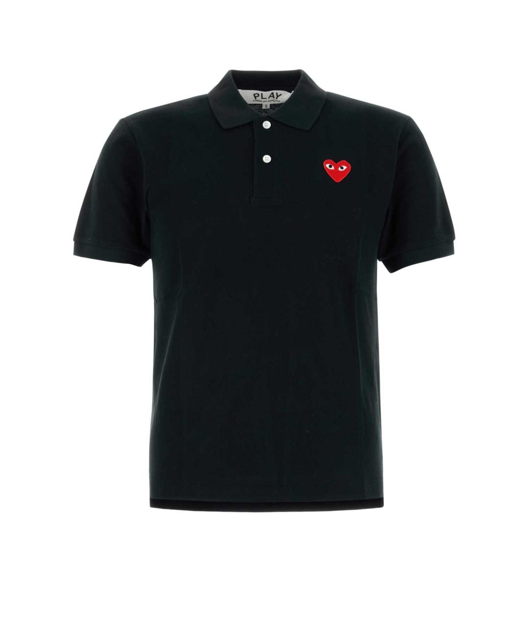 COMME DES GARÇONS PLAY Черное хлопковое поло с коротким рукавом, фото 1