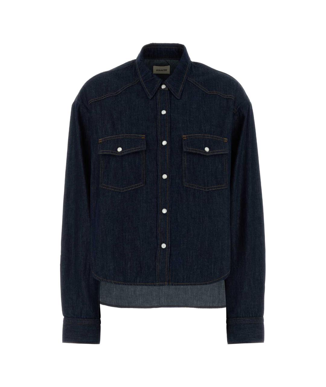KHAITE Темно-синяя хлопковая рубашка, фото 1