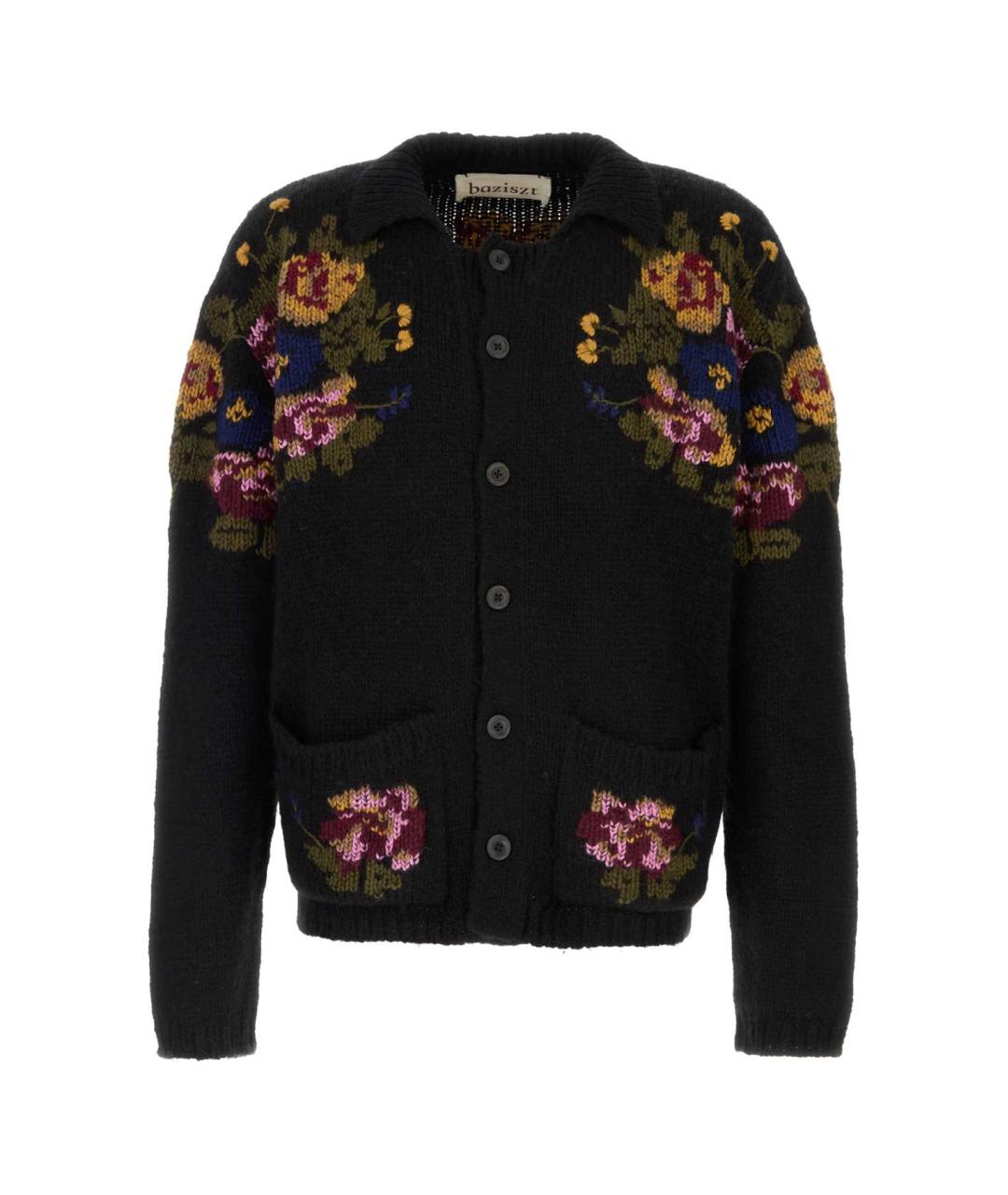 BAZISZT Черный шерстяной кардиган, фото 1