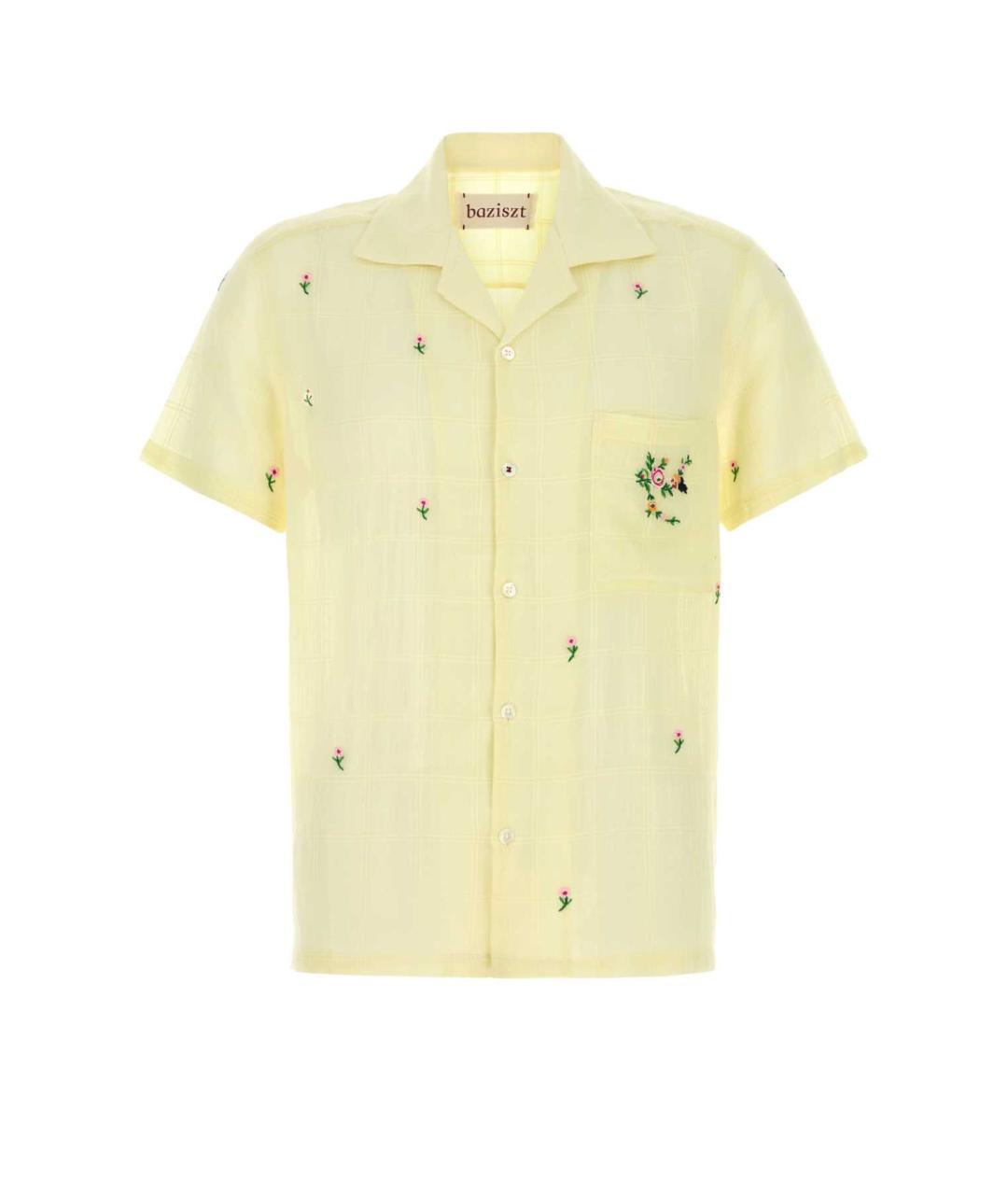 BAZISZT Желтая хлопковая кэжуал рубашка, фото 1
