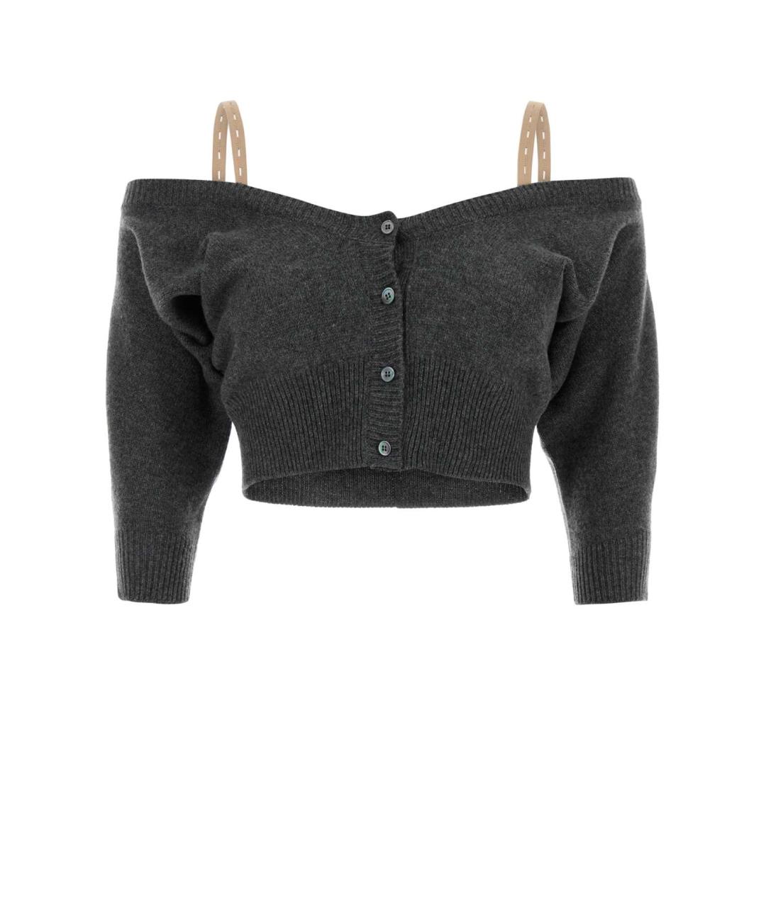 MIU MIU Антрацитовый кашемировый кардиган, фото 1